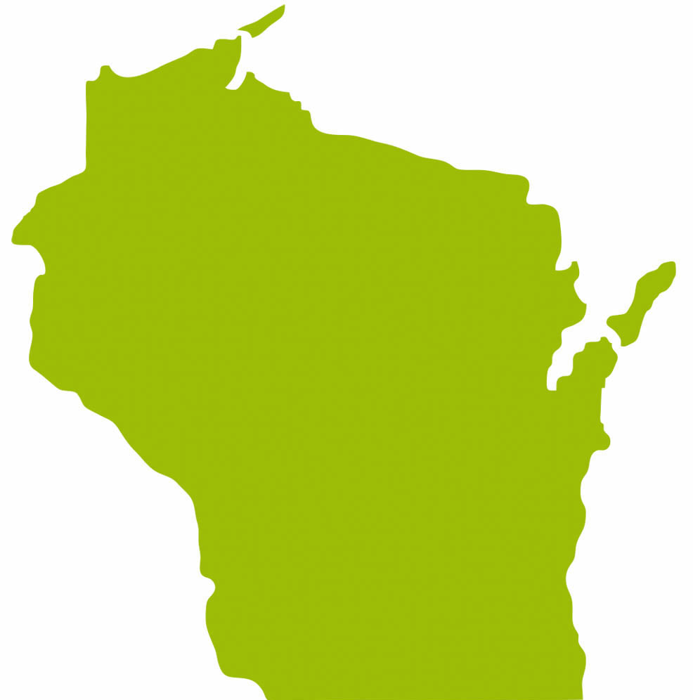 Green shape of Wisconsin