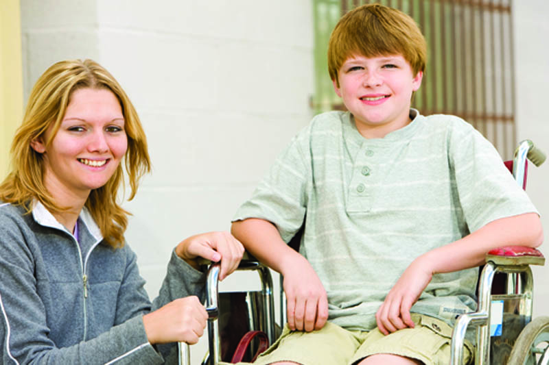 Mom with daughter in wheelchair